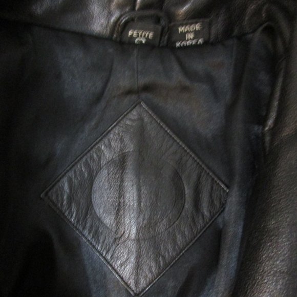 Fierce Black Leather 80s Duster Coat Oversized Wedge Korea Outerwear - Picture 7 of 12